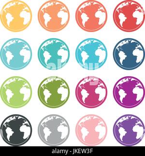 Colorful Earth globe icon, map world Stock Vector