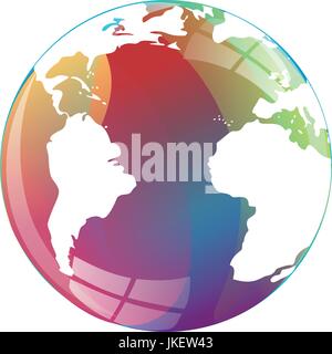 Colorful Earth globe icon, map world Stock Vector