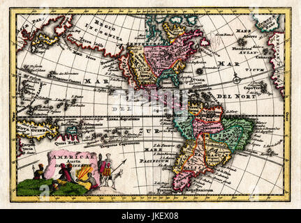 1730 Wiegel Map of the Americas showing California as an Island Stock Photo