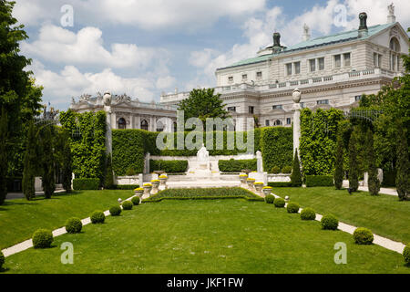 Volksgarten or People Garden with Empress Elizabeth Monument of Hofburg Palace, Vienna in Austria Stock Photo