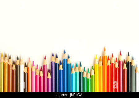 Coloring pencils on row Stock Photo