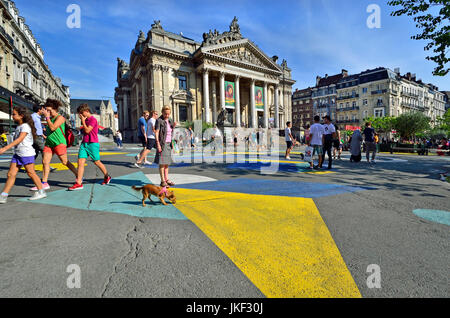 Brussels, Belgium. Pedestrian area of Place de la Bourse Stock Photo