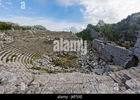 Antique amphitheater in the ruins of Termessos, Antalya, Turkey. Stock Photo