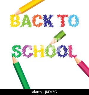 Back To School Poster Colorful Crayons Pencils Brush Strokes On White Background Stock Vector