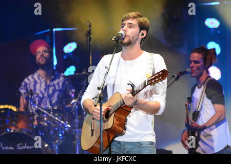 Naples, Italy. 22nd July, 2017. Álvaro Soler spanish singer and songwriter performs on the stage of the ETES Arena Flegrea in Naples during 'Naples Noisy Fest' Credit: Mariano Montella/Alamy Live News Stock Photo