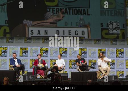 San Diego, US. 22nd July, 2017. Day three in Hall H. DC universe, united for the first time on the big screen, with stars Ben Affleck, Gal Gadot, Jason Momoa, Ezra Miller and Ray Fisher talking all things Justice League Credit: Daren Fentiman/ZUMA Wire/Alamy Live News Stock Photo
