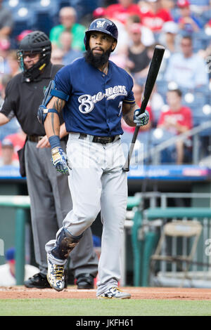 Milwaukee Brewers' Eric Thames looks on during the eighth inning of a  baseball game against the Pittsburgh Pirates Saturday, Sept. 21, 2019, in  Milwaukee. (AP Photo/Aaron Gash Stock Photo - Alamy