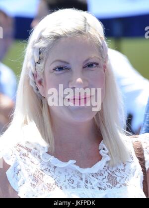 Tori Spelling at arrivals for THE EMOJI MOVIE Premiere, Regency Village Theatre, Los Angeles, CA July 23, 2017. Photo By: Dee Cercone/Everett Collection Stock Photo