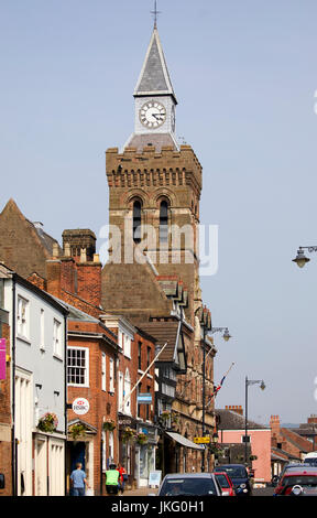 The historic clock tower  town hall completed 1866,  Congleton Town Centre, Cheshire East, England. Stock Photo