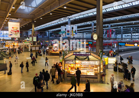 Germany, Bavaria, Munich, Hauptbahnhof, Main Train Station, interior Stock Photo