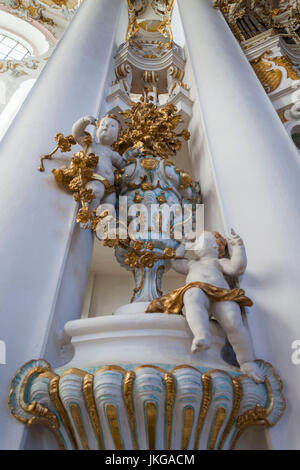 Germany, Bavaria, Wies, Wieskirche church, Bavarian rococo church by Dominikus Zimmerman, 1754, interior Stock Photo