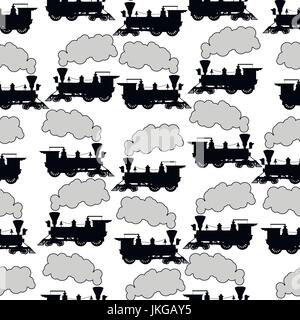 Silhouette steam locomotive seamless background Stock Vector