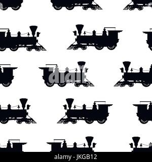 Silhouette steam locomotive seamless background Stock Vector