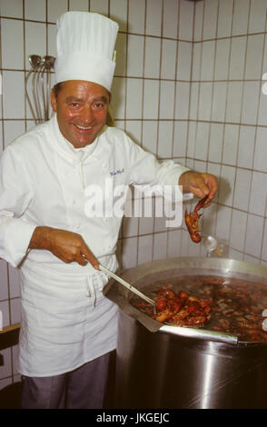 Werner Vögeli Chef at Opera källaren in Stockholm with crayfich before the season start 1988 Stock Photo