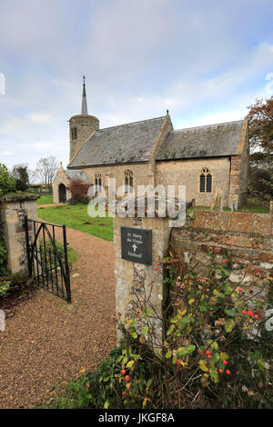 St Marys church with its distinctive round tower in the village of Titchwell, North Norfolk Coast; England; UK Stock Photo