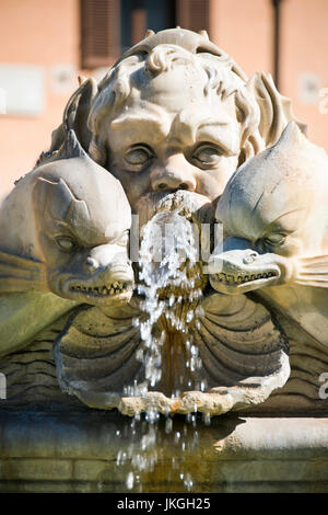 Vertical close up of the Moor Fountain in the Piazza Navona in Rome. Stock Photo
