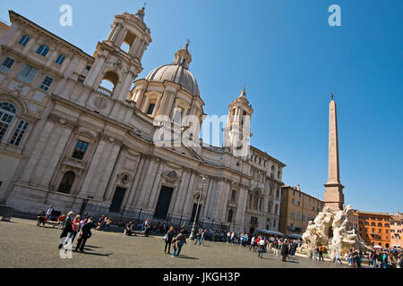 Horizontal view of Sant'Agnese in Agone church in the Piazza Navona in Rome. Stock Photo