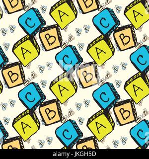 abc blocks seamless pattern. Seamless pattern can be used for wallpaper, pattern fills, web page backgrounds, surface textures. Stock Vector