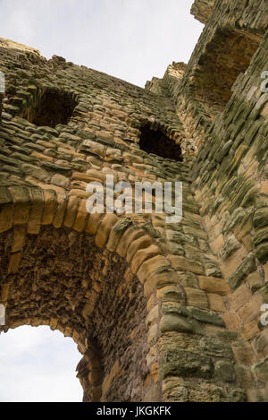 Thick stone walls at Scarborough castle keep, North Yorkshire, England. Stock Photo