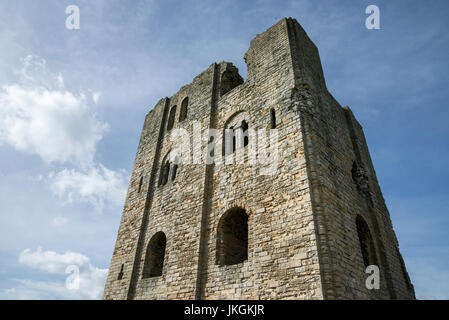 Scarborough Castle keep, North Yorkshire, England. An Impressive medieval castle high above the seaside town of Scarborough. Stock Photo