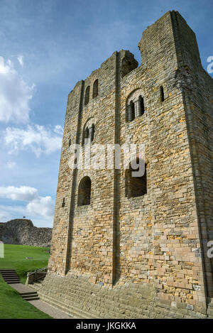 Scarborough Castle keep, North Yorkshire, England. An Impressive medieval castle high above the seaside town of Scarborough. Stock Photo