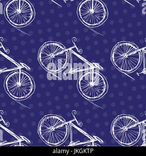 Bicycle seamless pattern on a colored background . Hand drawing.Seamless pattern can be used for wallpaper, pattern fills, web page backgrounds, surfa Stock Vector