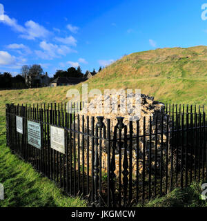 The ruins of Fotheringhay Castle, river Nene, Fotheringhay village, Northamptonshire, England, Britain, UK Stock Photo