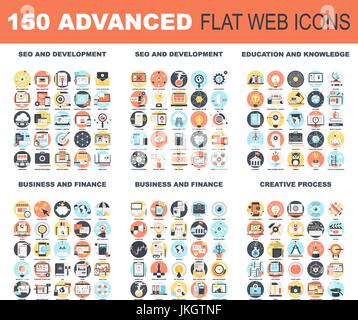 Advanced Flat Web Icons Stock Vector