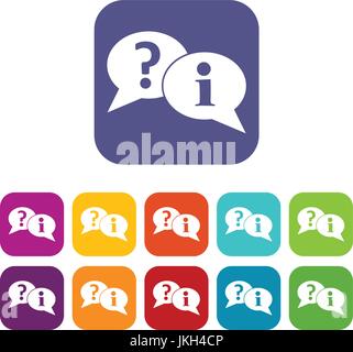 Question and exclamation speech bubbles icons set Stock Vector