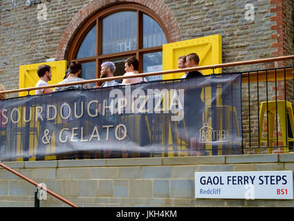 Bristol Hipsters, at the Gaol Ferry Steps, Bristol Harbour Bristol England UK Stock Photo