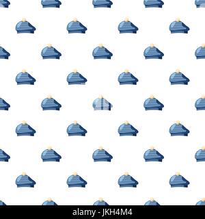 Blue hat with a pompon pattern Stock Vector
