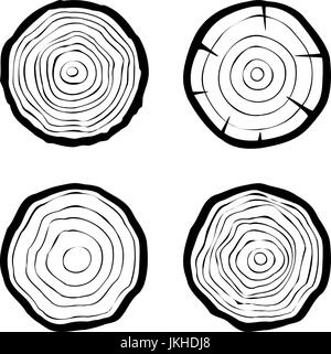 set of four tree rings icons Stock Vector