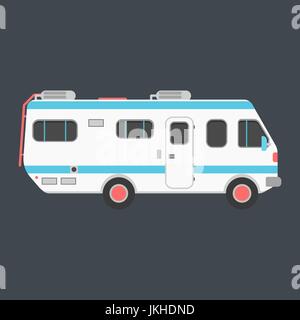 white travel camper van isolated on dark background Stock Vector