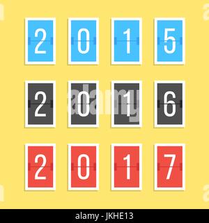 scoreboard year numbers isolated on yellow background Stock Vector