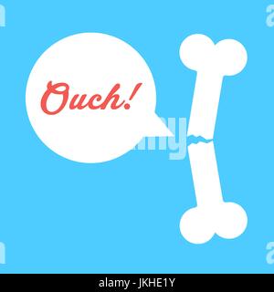 white broken bone says ouch Stock Vector