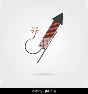 striped firework rocket icon with shadow Stock Vector
