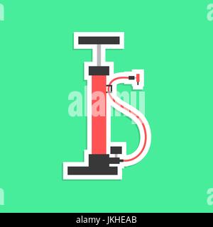 red bicycle pump sticker with shadow Stock Vector