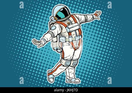 Astronaut dancing, funny gesture Stock Vector