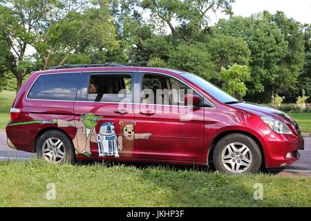 An art car, parked on a street in Minneapolis, MN, USA. Stock Photo