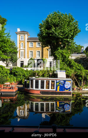 Maida Vale house beside the Regent's canal at Little Venice, City of Westminster, London, England, U.K. Stock Photo