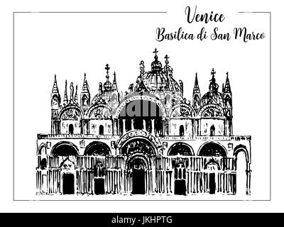 Saint Mark's Basilic or Basilica di San Marco. vector sketch. Venice Stock Vector