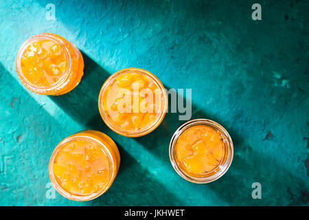 Homemade pineapple jam in glass bowl copy space horizontal Stock Photo