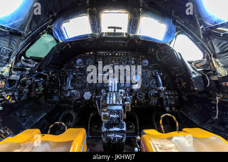 The cockpit of a British Vulcan Bomber, England Stock Photo