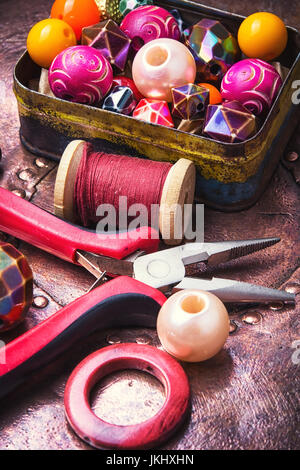 Set of bright beads for making jewelry Stock Photo