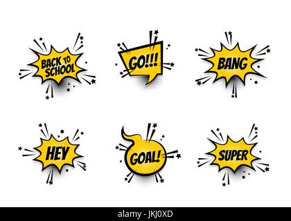 Comic text speech bubble pop art set Stock Vector