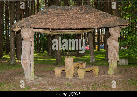 Exhibits and entertainment in the center of HBH, Lithuania Stock Photo