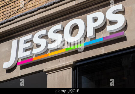 YORK, UK - JULY 18TH 2017: The Jessops logo above the entrance to Jessops photographic store in the city of York in England, on 18th July 2017. Stock Photo