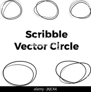 Concentric irregular circles, circular element with random scribble, sketchy feel. Abstract geometric element. Vector illustration. Stock Vector