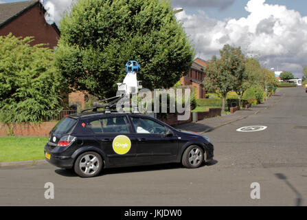 google earth Google Street View car camera  in suburban setting suburbs Glasgow Scotland Stock Photo