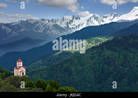 Church in the Caucasus Mountains, Georgia. Stock Photo